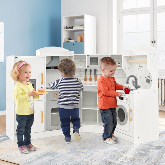 Corner Kids Play Kitchen with Washing Machine and Ice Maker Gift for Boys Girls - Tampa Home & Garden Store