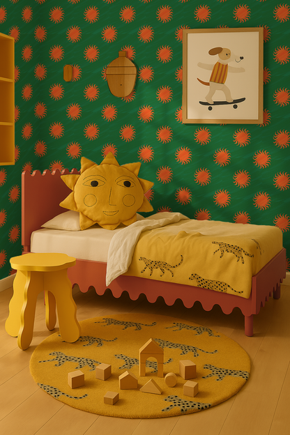 Papier peint Sol, vert et orange