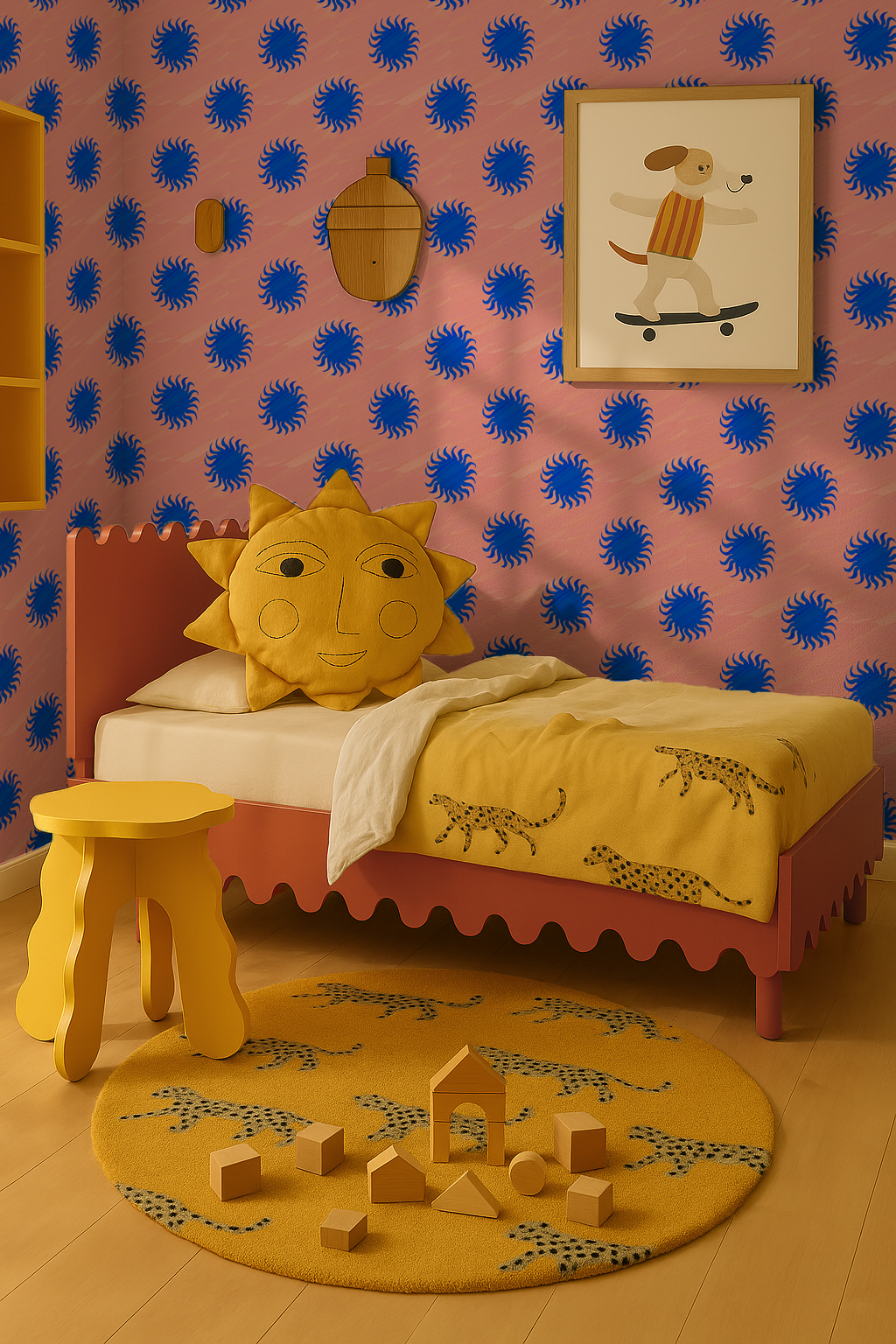 Sol Wallpaper, pink and blue