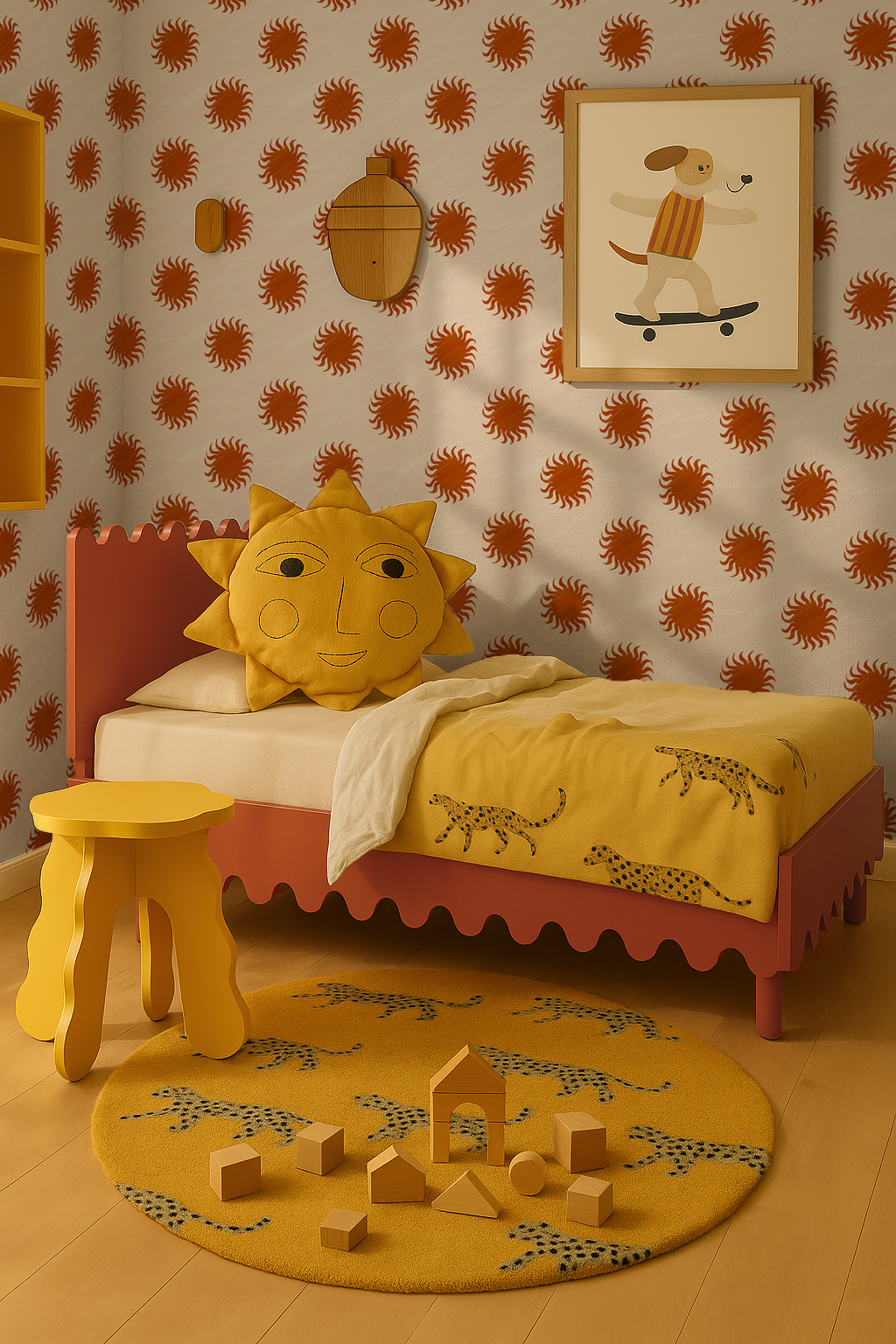 Papier peint Sol, beige et rouille