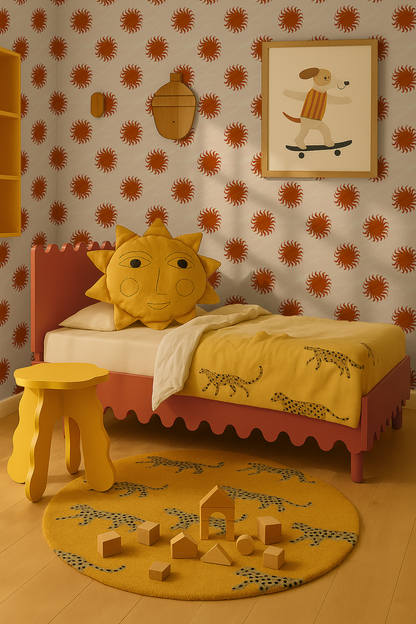 Papier peint Sol, beige et rouille