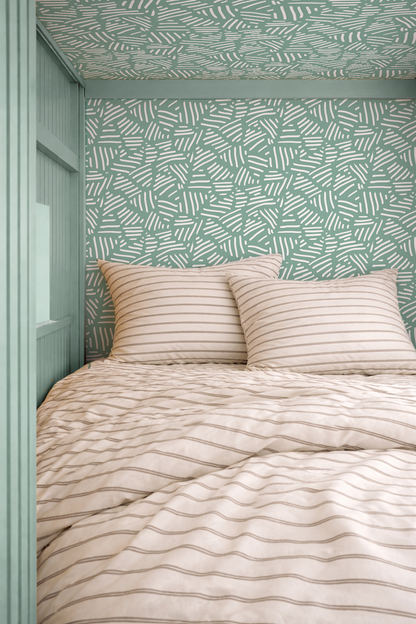 Papel pintado de rayas simples, menta