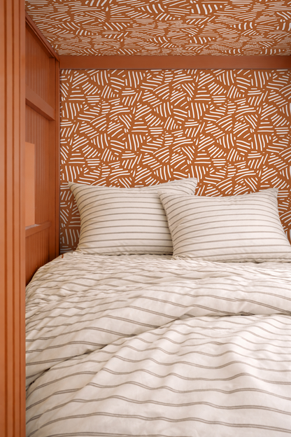 Papel pintado de rayas simples, naranja quemado
