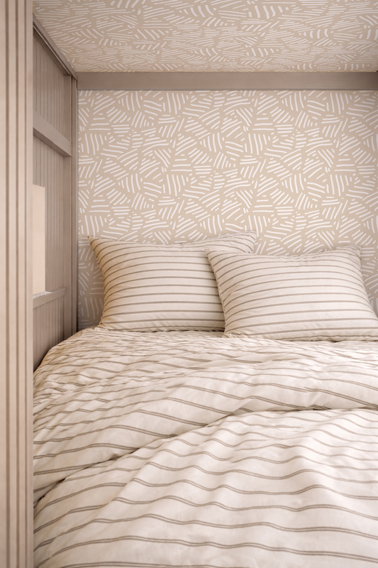Simple Stripes Wallpaper, tan and white - Tampa Home & Garden Store