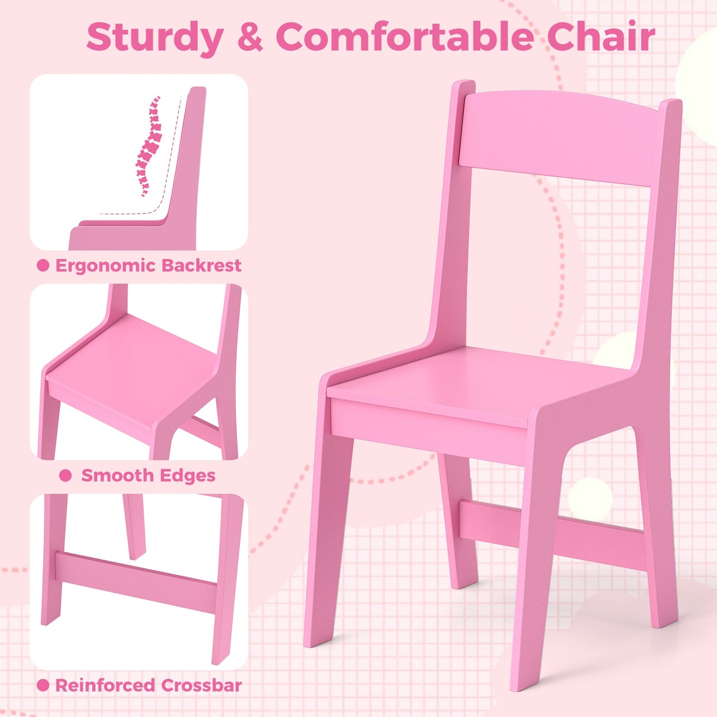 Kids Study Desk and Chair Set with Chair Hutch and Storage Cabinet for 3+ Years Old