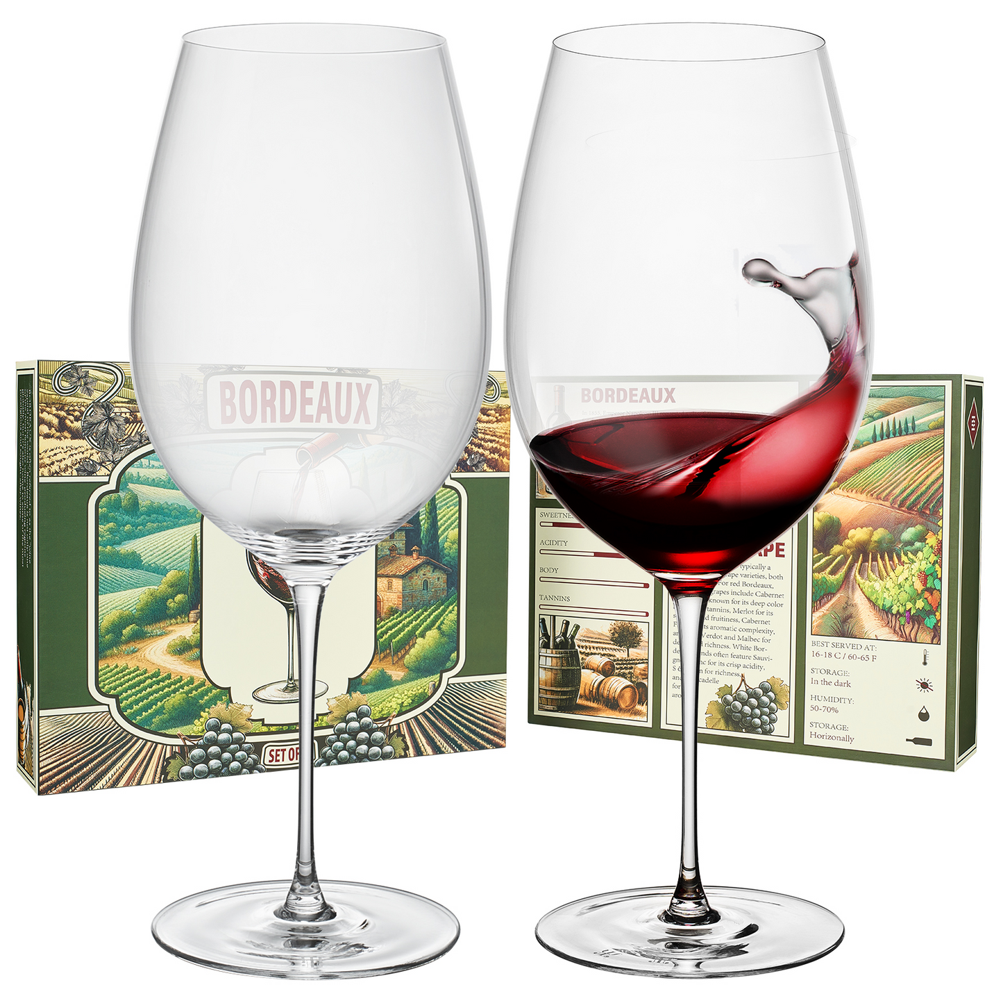 Classica Bordeaux Stemmed Wine Glass Set of Two