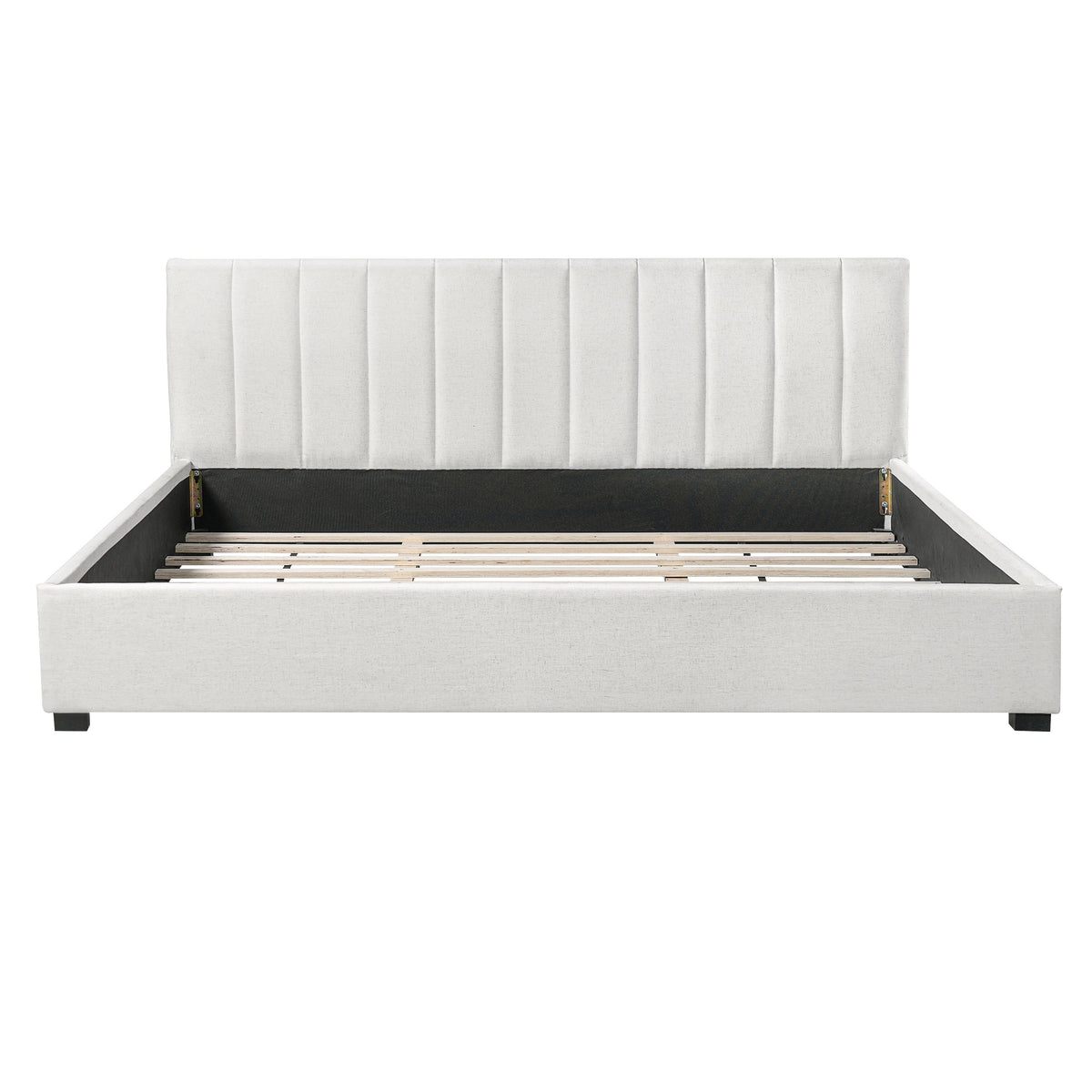 King Size Upholstered Bed Frame off-white headboard with vertical channels HouseOfZazla on Tampa Home & Garden Store