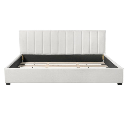 King Size Upholstered Bed Frame off-white headboard with vertical channels HouseOfZazla on Tampa Home & Garden Store