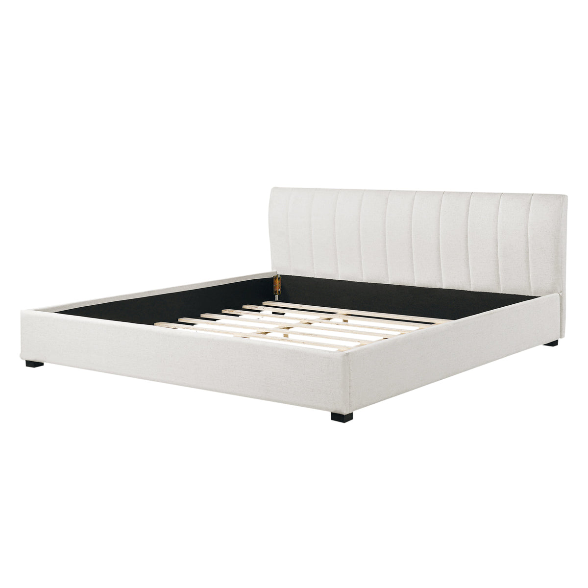 King size upholstered bed frame with white tufted headboard and footboard HouseOfZazla on Tampa Home & Garden Store