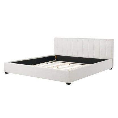 King size upholstered bed frame with white tufted headboard and footboard HouseOfZazla on Tampa Home & Garden Store