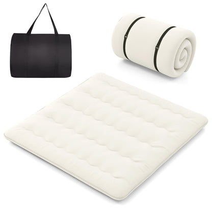 Futon mattress floor pad beige washable cover; rolled mat with straps and carry bag GemGear on Tampa Home & Garden Store