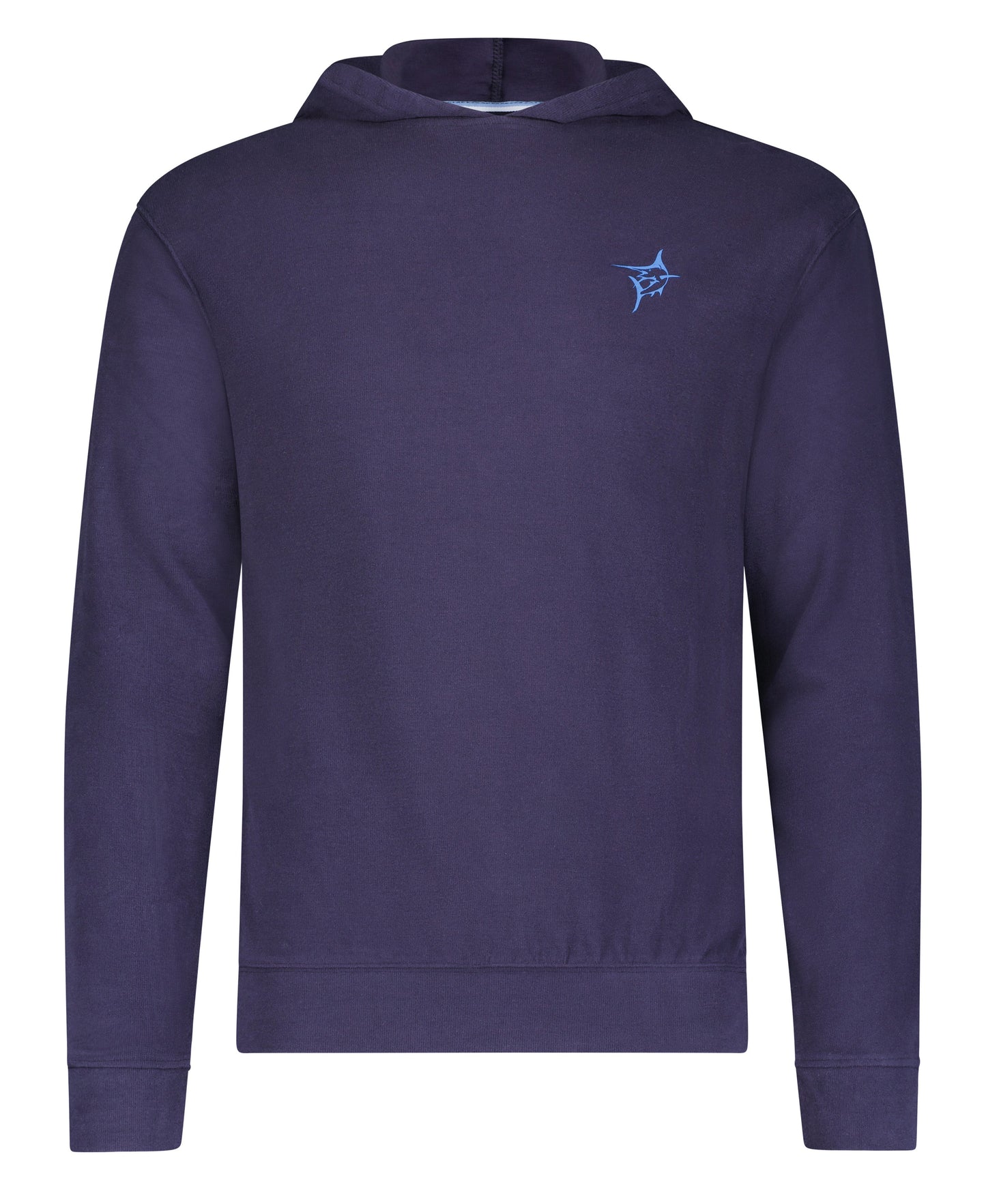 Jetty hoodie in navy purple with small light blue White Water Life logo on chest on Tampa Home & Garden Store
