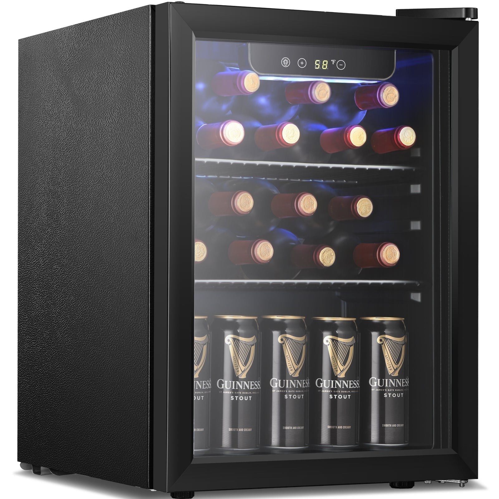 Kismile 1.7 CuFt beverage refrigerator black mini fridge with glass door Guinness on Tampa Home & Garden Store