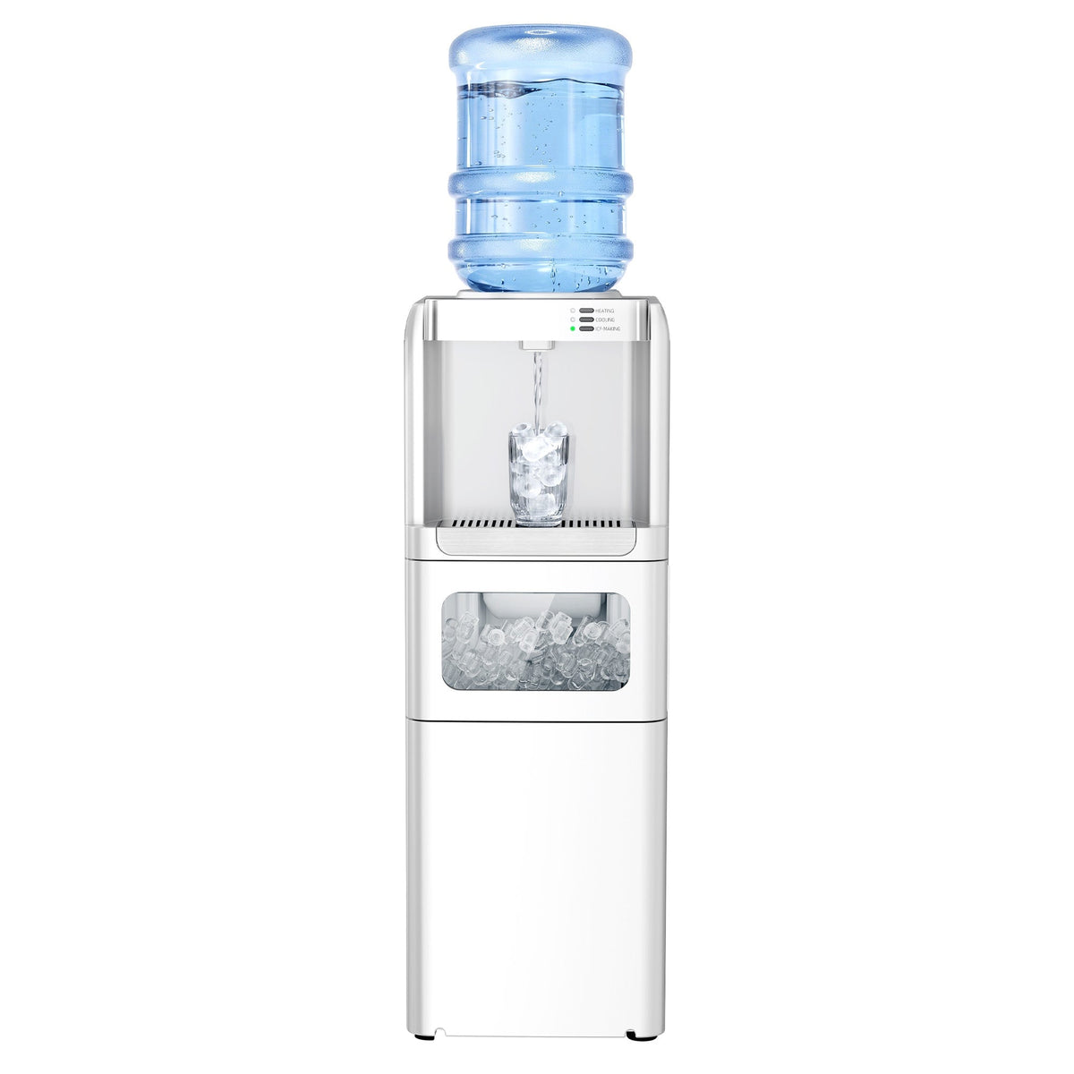 Water cooler dispenser with ice maker, stainless steel finish and large top 5-gallon bottle on Tampa Home & Garden Store