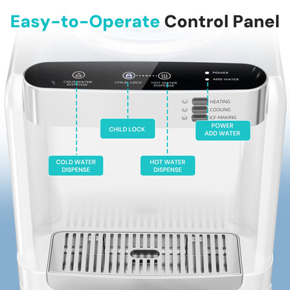 Water Cooler Dispenser by Kismile with ice maker and glossy black top control panel on Tampa Home & Garden Store