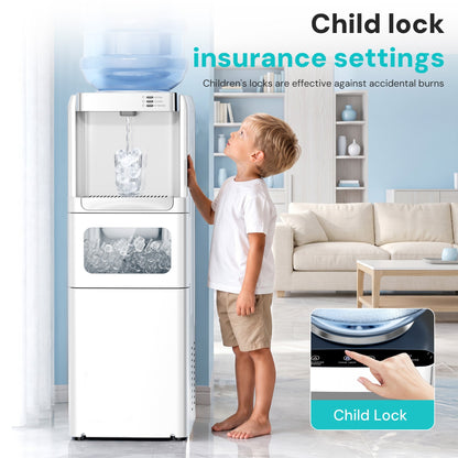 Kismile water cooler dispenser with ice maker, white finish and child lock on Tampa Home & Garden Store