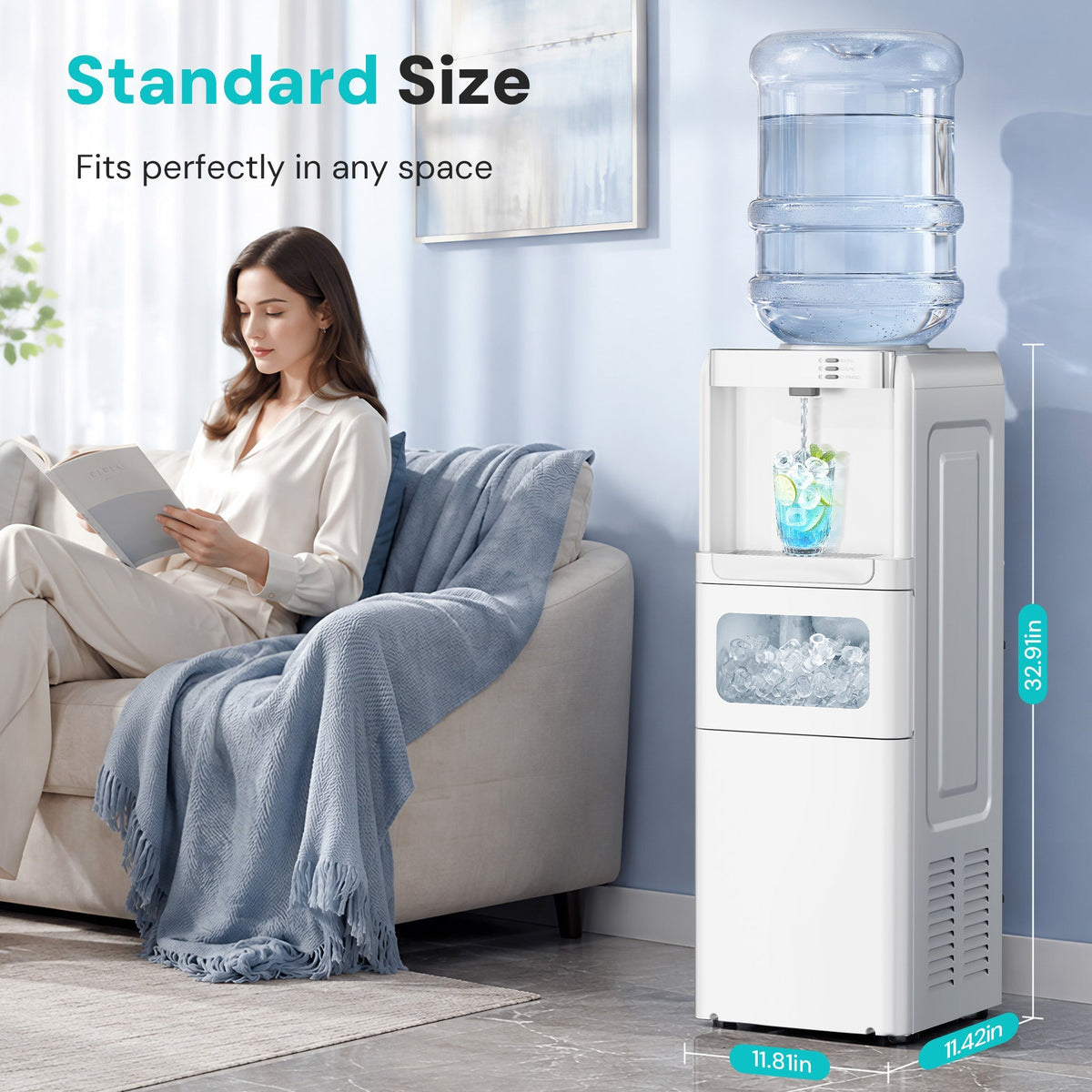 Modern Water Cooler Dispenser with Ice Maker by Kismile, white finish on Tampa Home & Garden Store