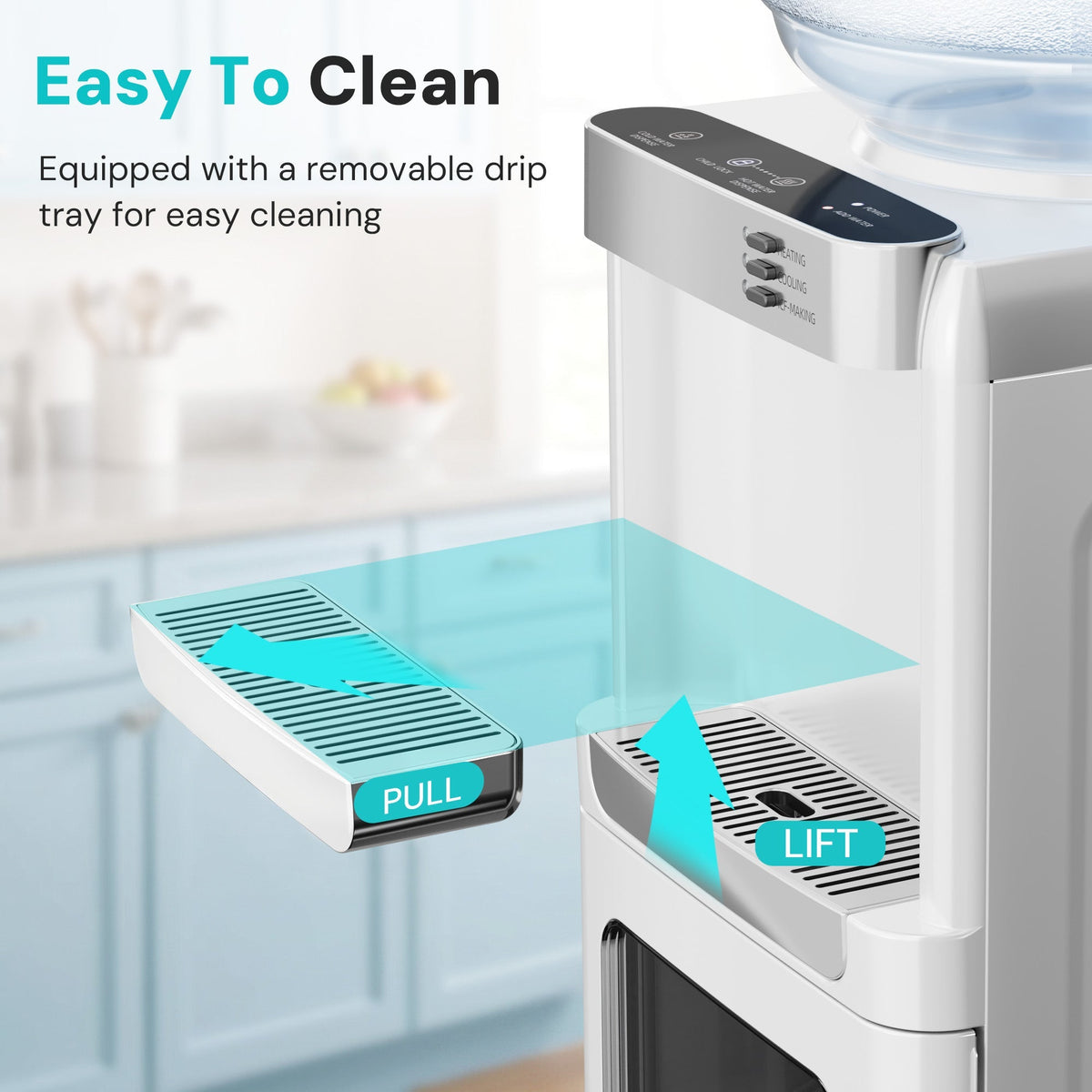 Modern Water Cooler Dispenser with Ice Maker, white/silver finish by Kismile on Tampa Home & Garden Store