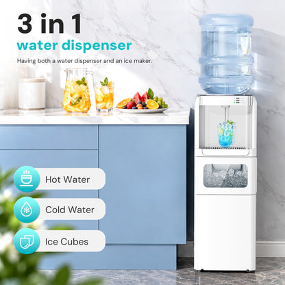 Kismile 3-in-1 water cooler dispenser with ice maker, blue cabinet style on Tampa Home & Garden Store