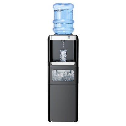 Modern Water Cooler Dispenser with Ice Maker by Kismile, black cabinet and large blue bottle on top on Tampa Home & Garden Store