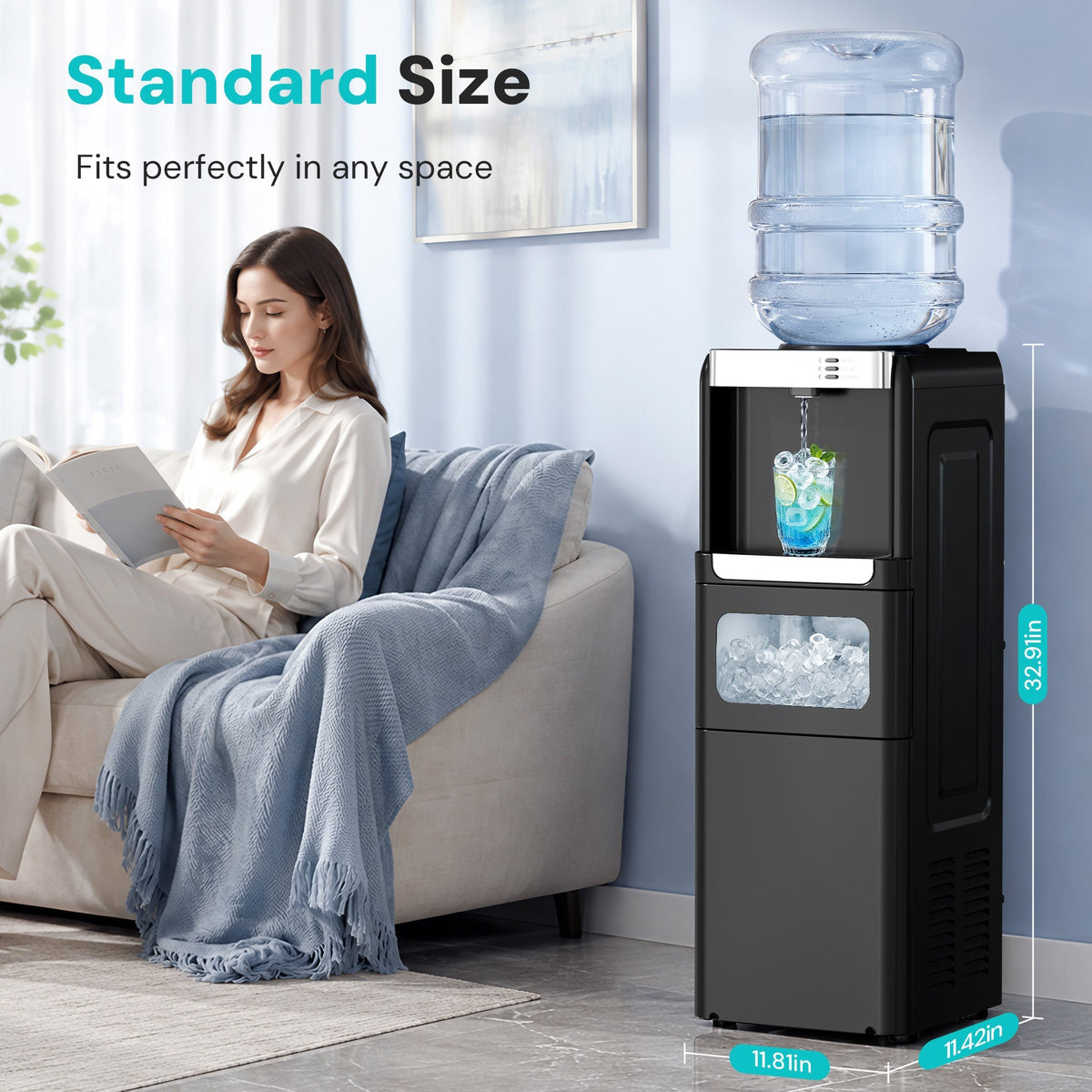Kismile Water Cooler Dispenser with Ice Maker, black finish on Tampa Home & Garden Store