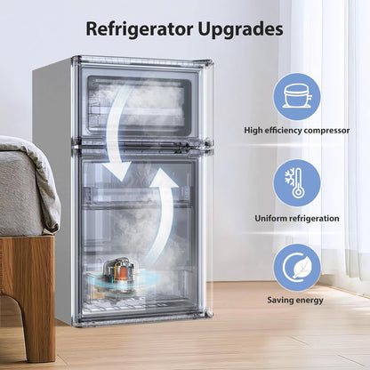 Kismile 3.2 cu ft mini refrigerator with freezer, two-door compact home refrigerator on Tampa Home & Garden Store