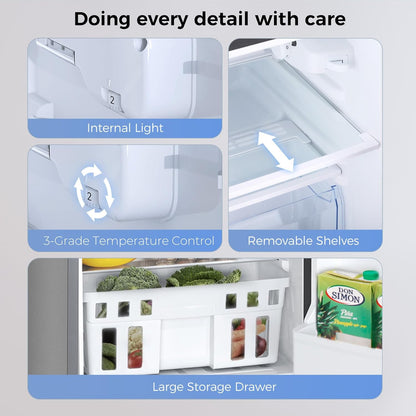 Kismile 3.2 Cu Ft Mini Refrigerator with Freezer, internal light, adjustable shelves on Tampa Home & Garden Store