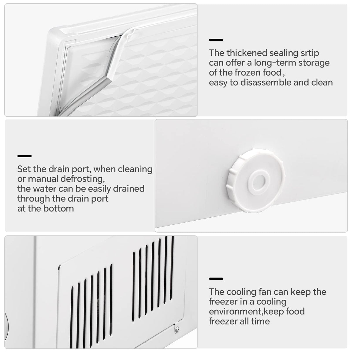 Kismile 3.5 cu ft chest freezer white with thickened sealing strip, drain port, cooling fan on Tampa Home & Garden Store