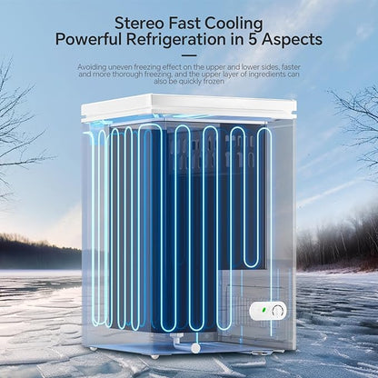 Kismile chest freezer 7.0 cu ft free-standing with visible blue cooling coils on Tampa Home & Garden Store