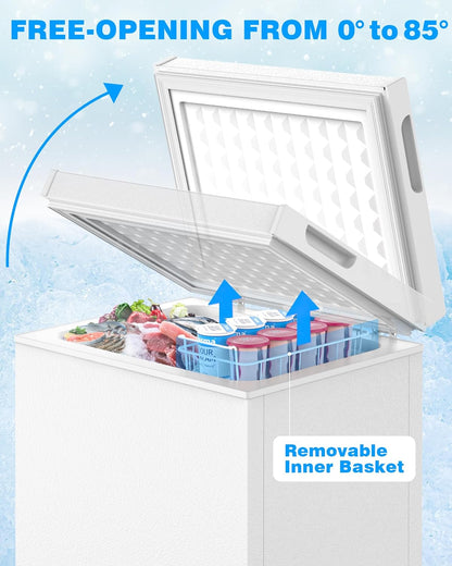 Kismile Chest Freezer 7.0 Cu Ft free standing with removable inner basket on Tampa Home & Garden Store
