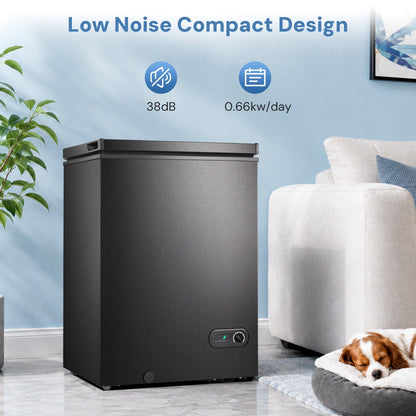 Kismile 3.5 cu ft chest freezer with 2 removable baskets in black compact freezer for living room on Tampa Home & Garden Store