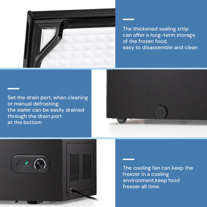 Kismile 3.5 cu ft chest freezer with 2 removable baskets, black textured exterior on Tampa Home & Garden Store