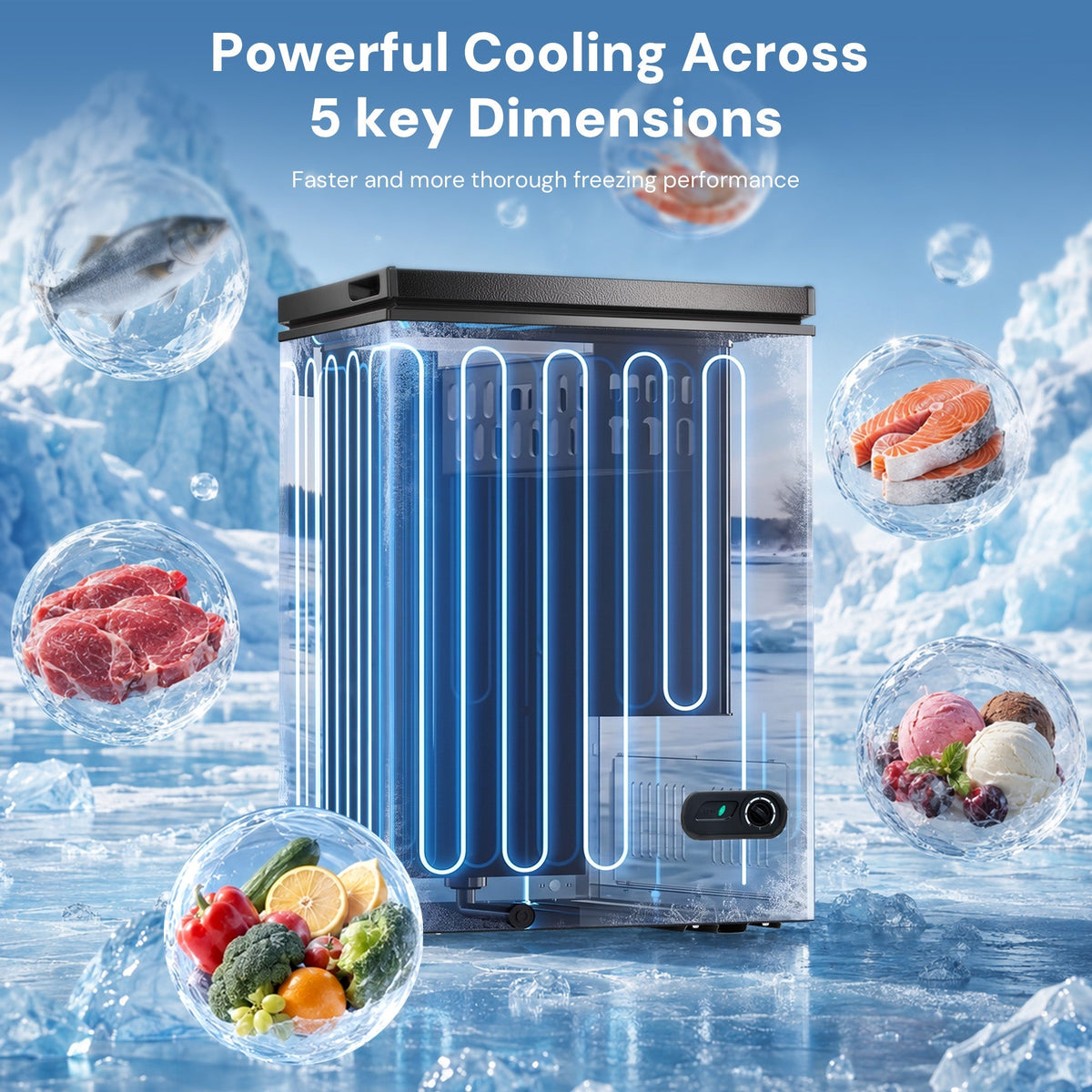 Kismile chest freezer 7.0 cu ft freestanding blue finish on Tampa Home & Garden Store