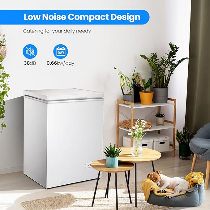 Kismile Chest Freezer 7.0 Cu Ft freestanding, white compact design for living spaces on Tampa Home & Garden Store