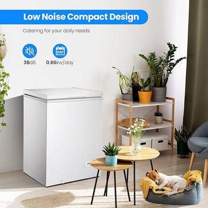 Kismile Chest Freezer 7.0 Cu Ft freestanding, white compact design for living spaces on Tampa Home & Garden Store