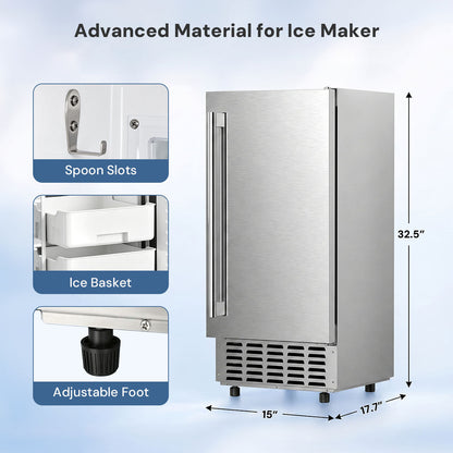 Kismile ice maker, stainless steel, 80 lbs/day, adjustable feet on Tampa Home & Garden Store