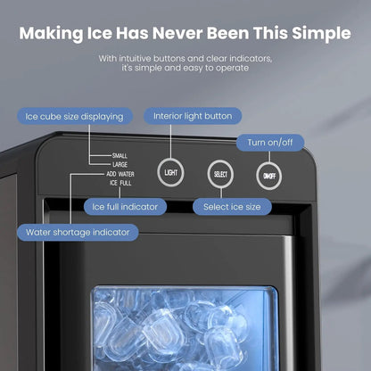 Kismile Clear Square Ice Cube Maker countertop with blue interior light on Tampa Home & Garden Store