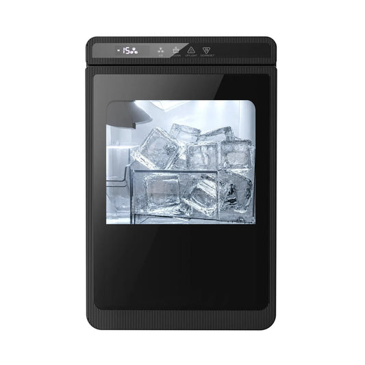 Kismile Clear Square Ice Cube Maker countertop unit in black with digital controls on Tampa Home & Garden Store
