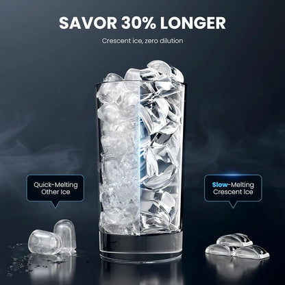 Kismile Clear Square Ice Cube Maker on countertop with crystal-clear ice cubes on Tampa Home & Garden Store