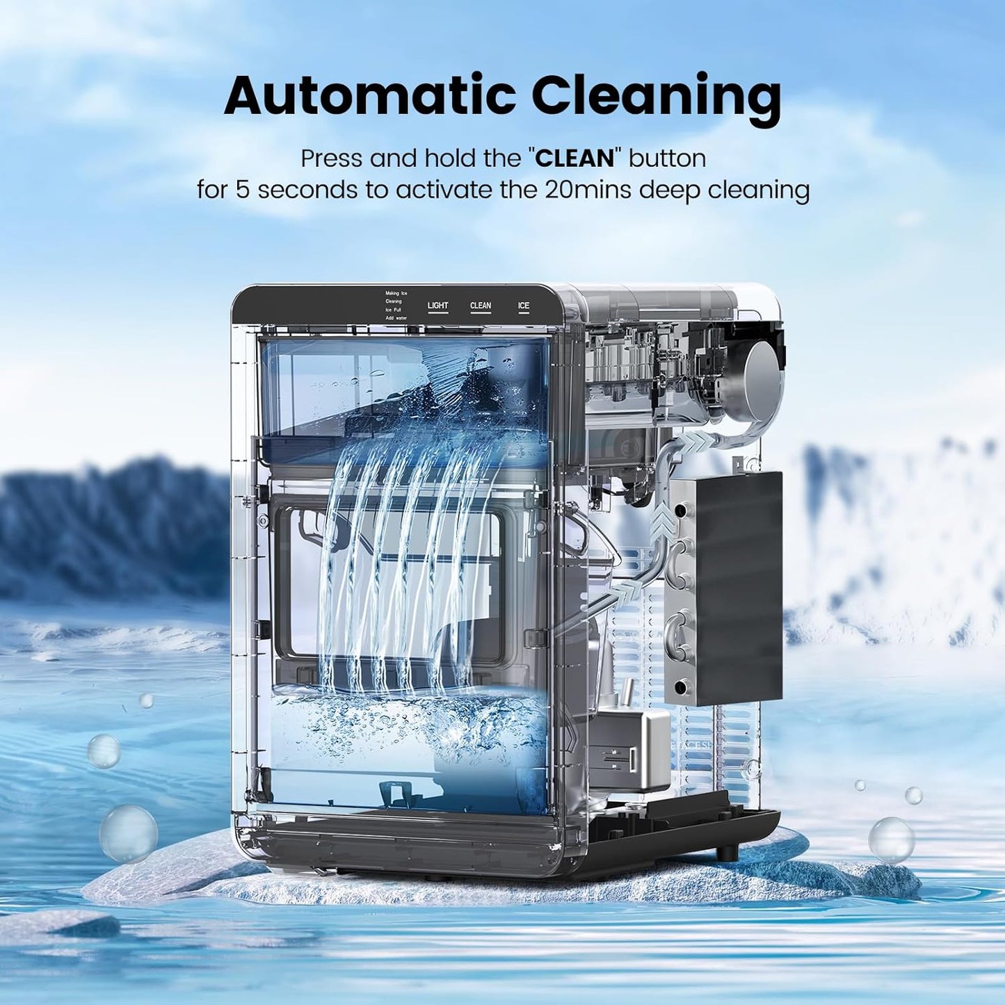 Máquina para hacer cubitos de hielo cuadrados transparentes Kismile 58003RIM0 