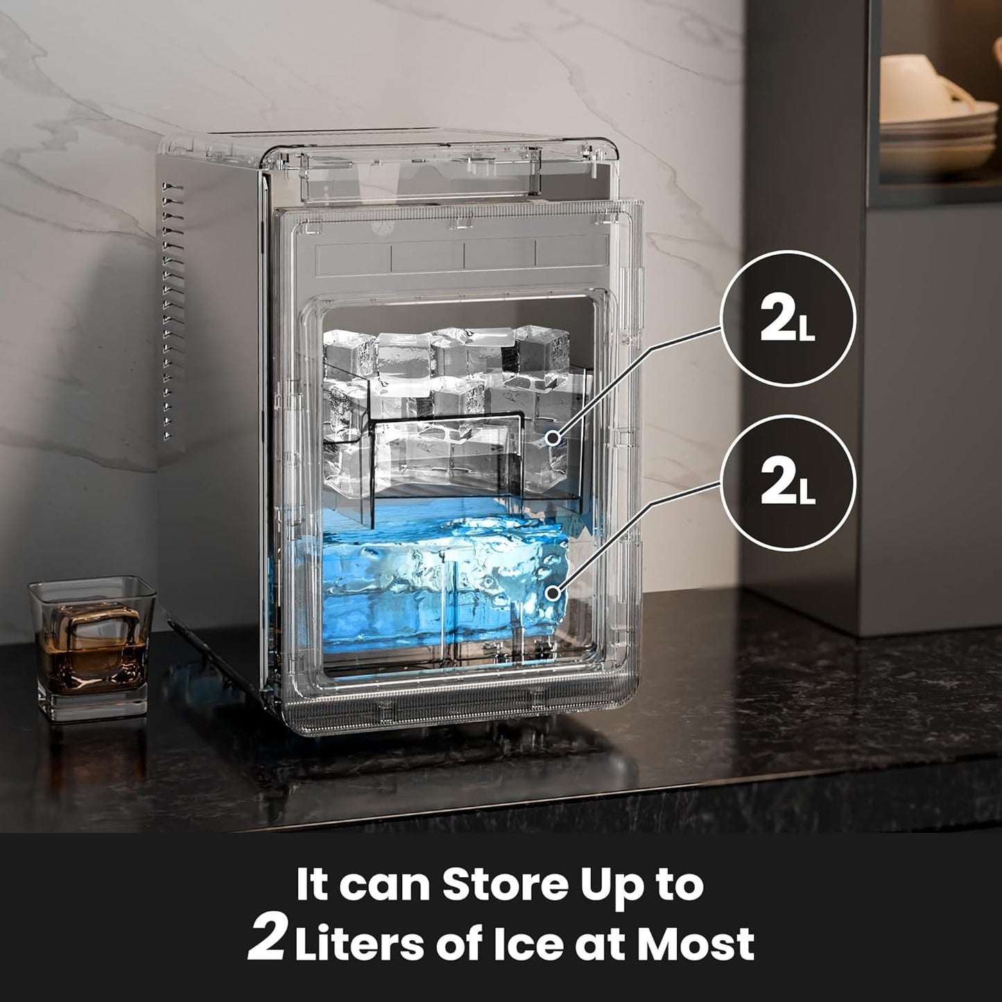 Máquina para hacer cubitos de hielo cuadrados transparentes Kismile 58003RIM0 