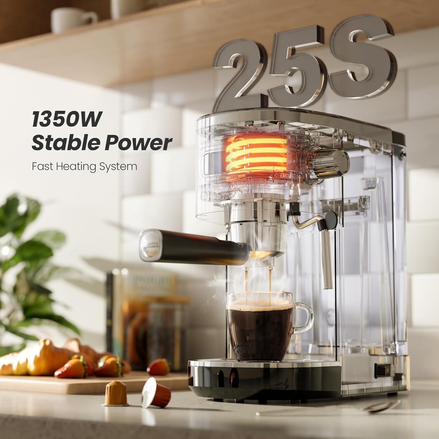 Cafetera expreso Kismile, cafetera semiautomática con molinillo de café y vaporizador de leche.