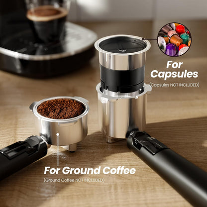 Cafetera expreso Kismile, cafetera semiautomática con molinillo de café y vaporizador de leche.