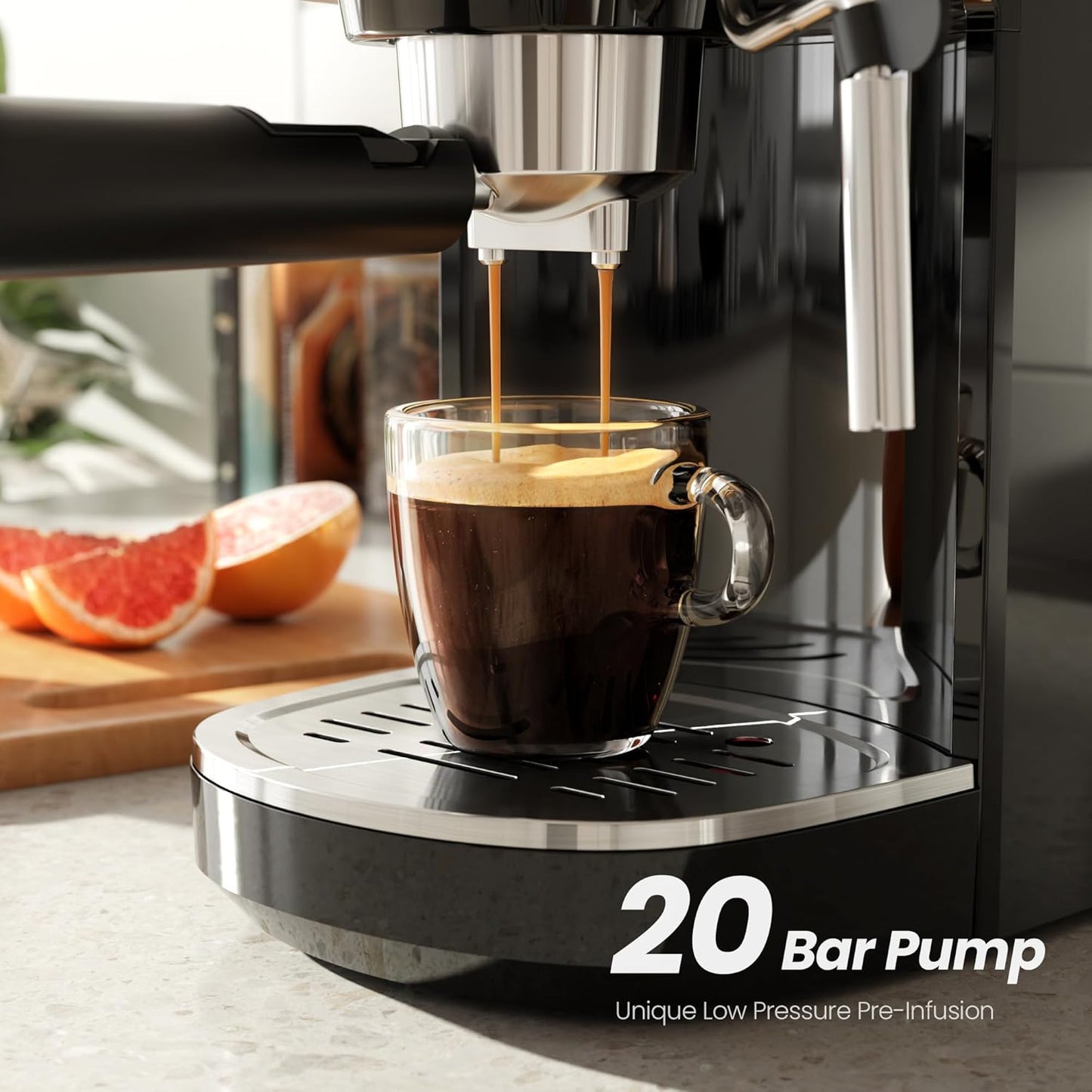 Cafetera expreso Kismile, cafetera semiautomática con molinillo de café y vaporizador de leche.