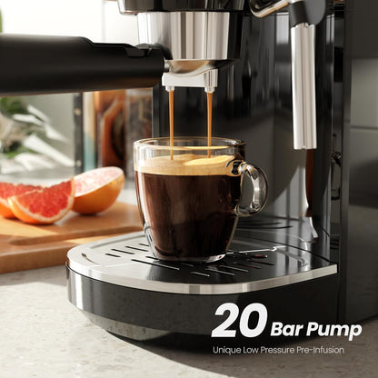 Cafetera expreso Kismile, cafetera semiautomática con molinillo de café y vaporizador de leche.