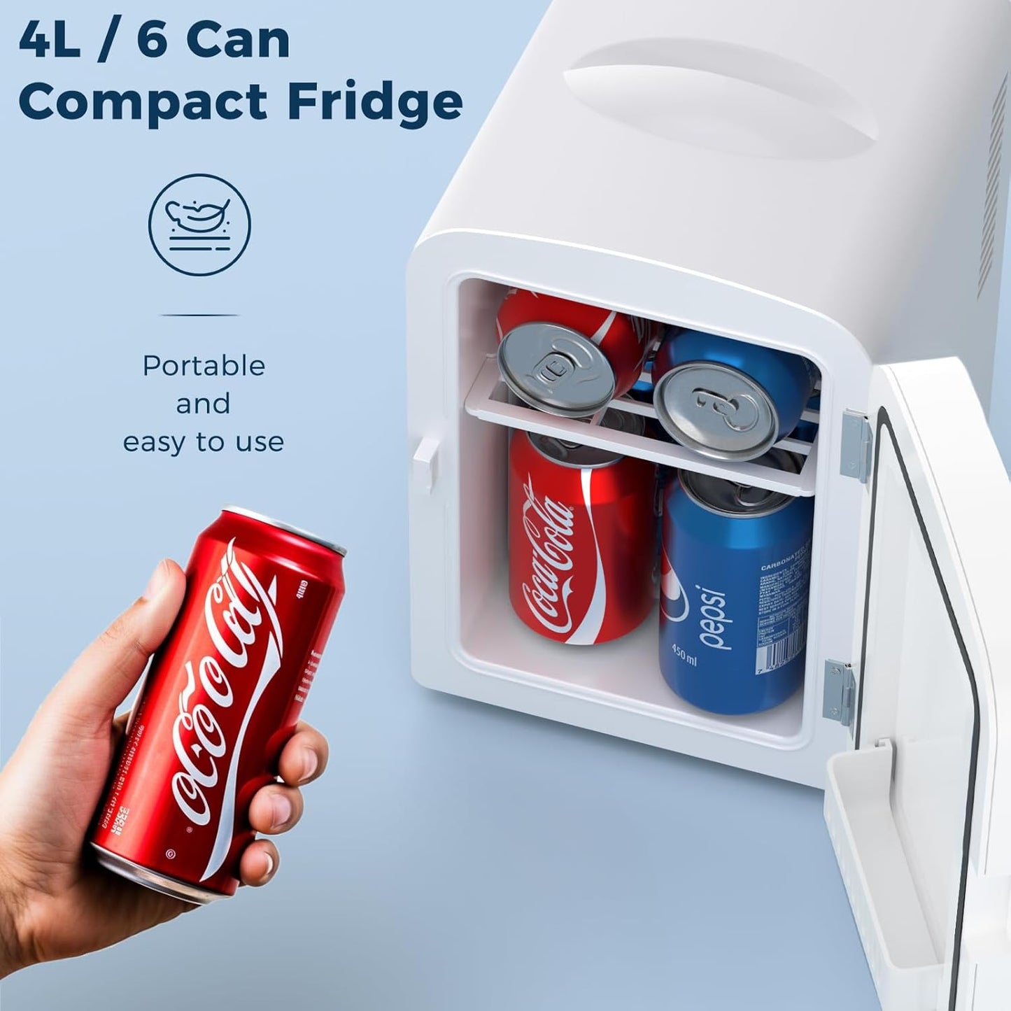 Refrigerador compacto Kismile, mini refrigerador portátil, cuidado de la piel, capacidad de 4 l/6 latas F3404S 