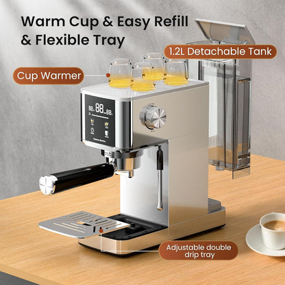 Kismile Espresso Coffee Maker Machine 20 Bar, with Milk Frother Steam Wand CM8032
