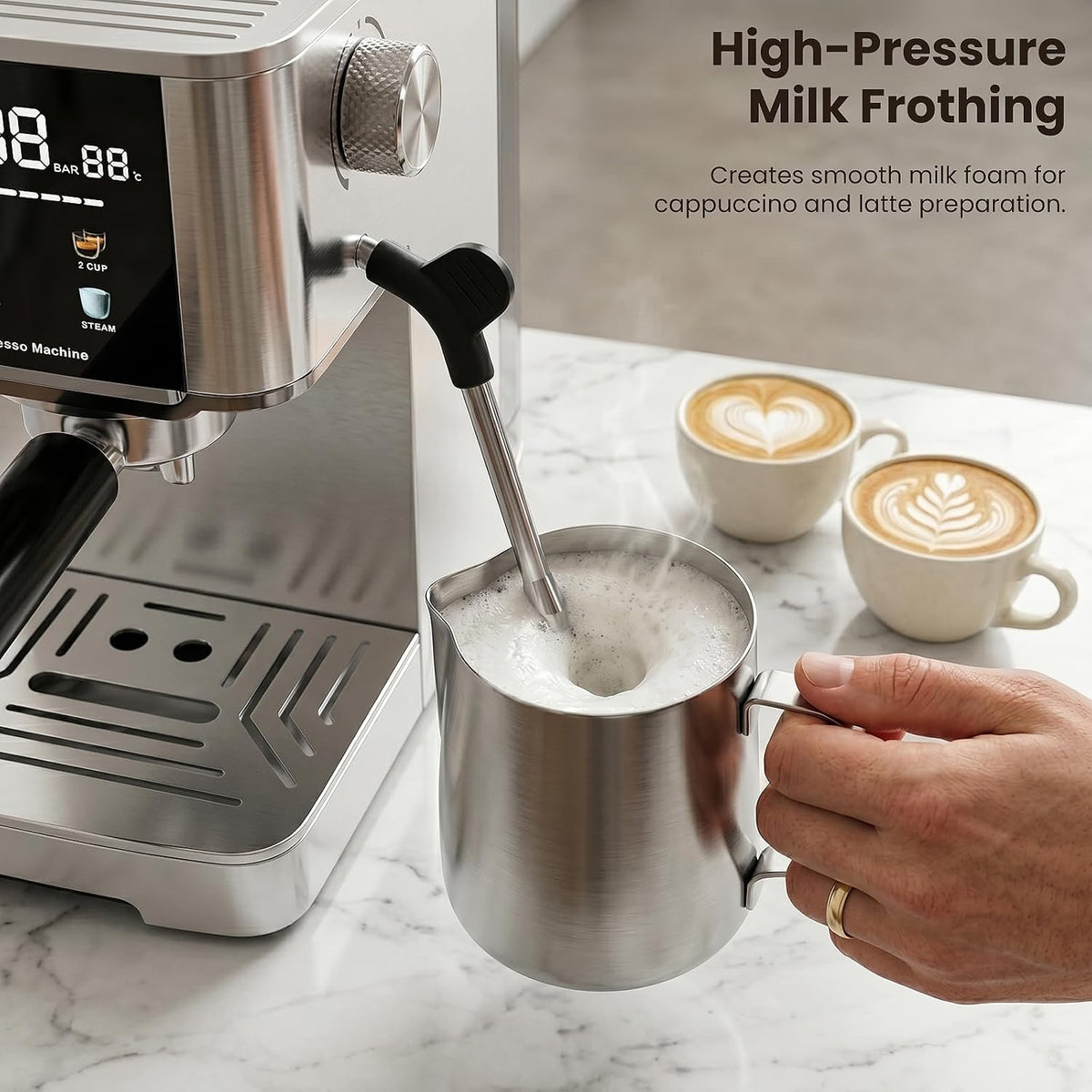 Cafetera expreso Kismile de 20 bares con vaporizador de leche CM8032