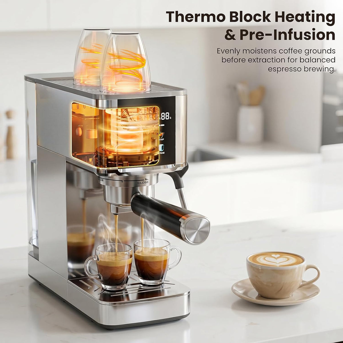 Cafetera expreso Kismile de 20 bares con vaporizador de leche CM8032