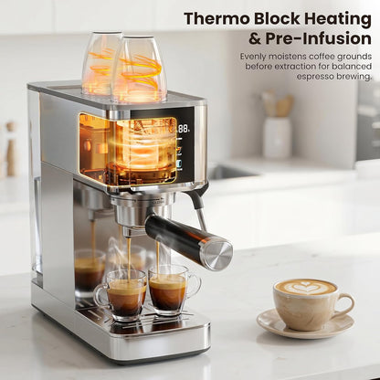 Cafetera expreso Kismile de 20 bares con vaporizador de leche CM8032